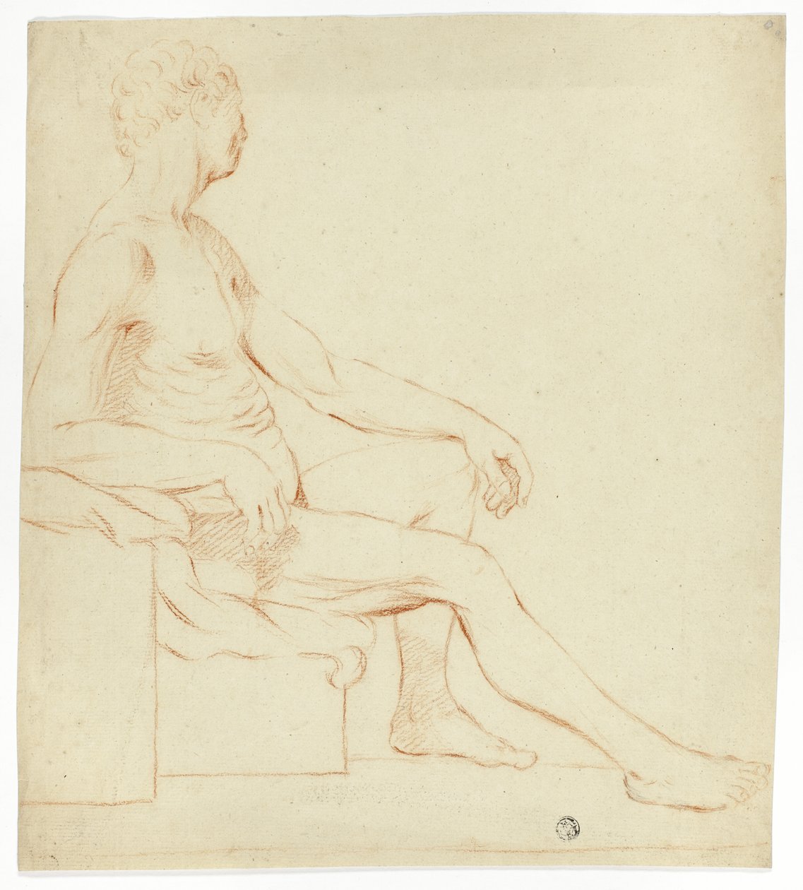 Seated Academic Male Nude by Style of Jacques Louis David