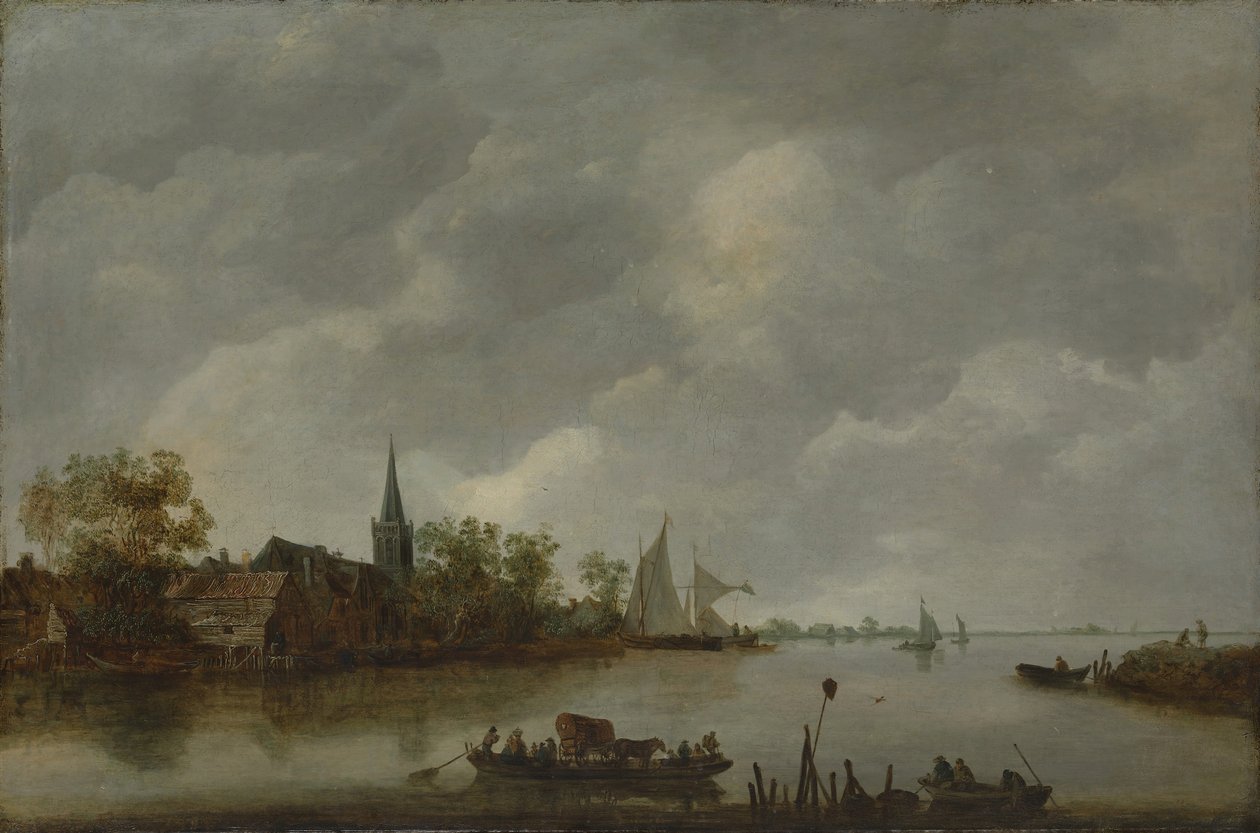 River View with a Village Church by Style of Jan van Goyen