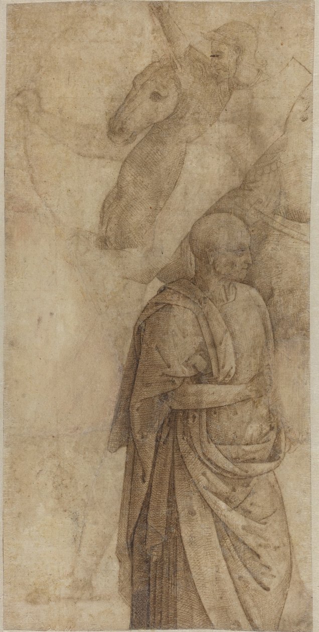 Rider and Standing Draped Man, after the Antique by Style of Pietro Perugino