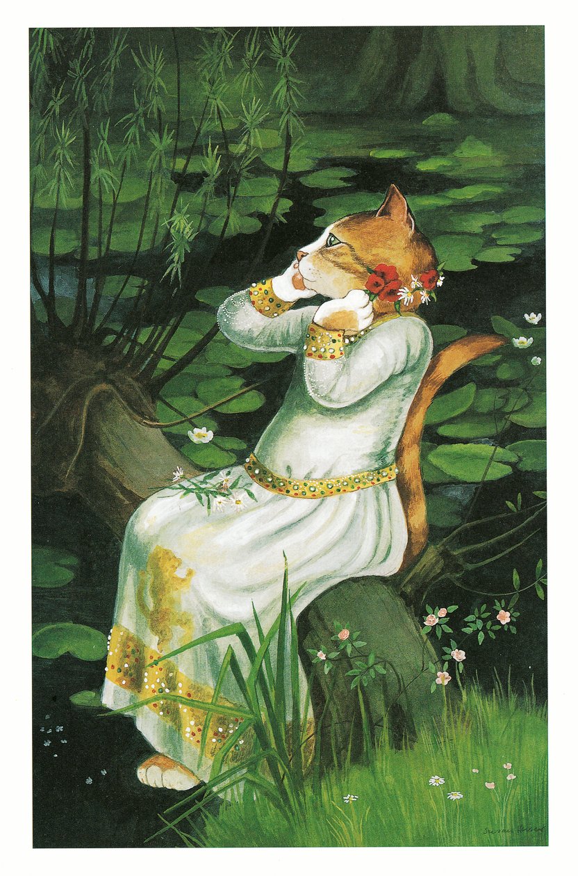 Illustration from Pre-Raphaelite Cats by Susan Herbert
