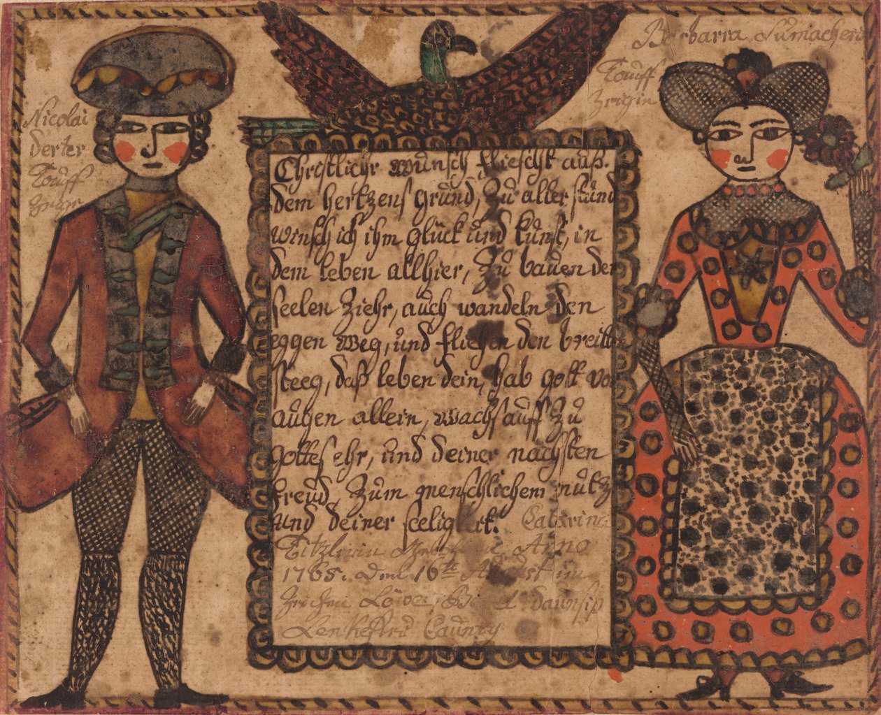 Baptismal Wish for Catarina Titzlir, c.1765 by Sussel Washington