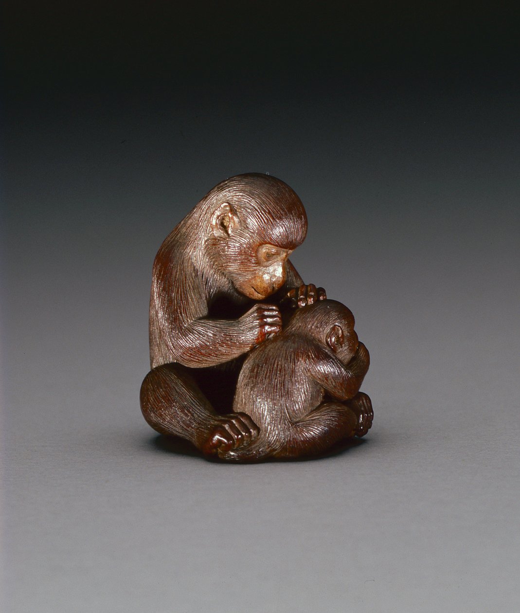 Netsuke Depicting a Mother Monkey and Her Son by Suzuki Tokuku