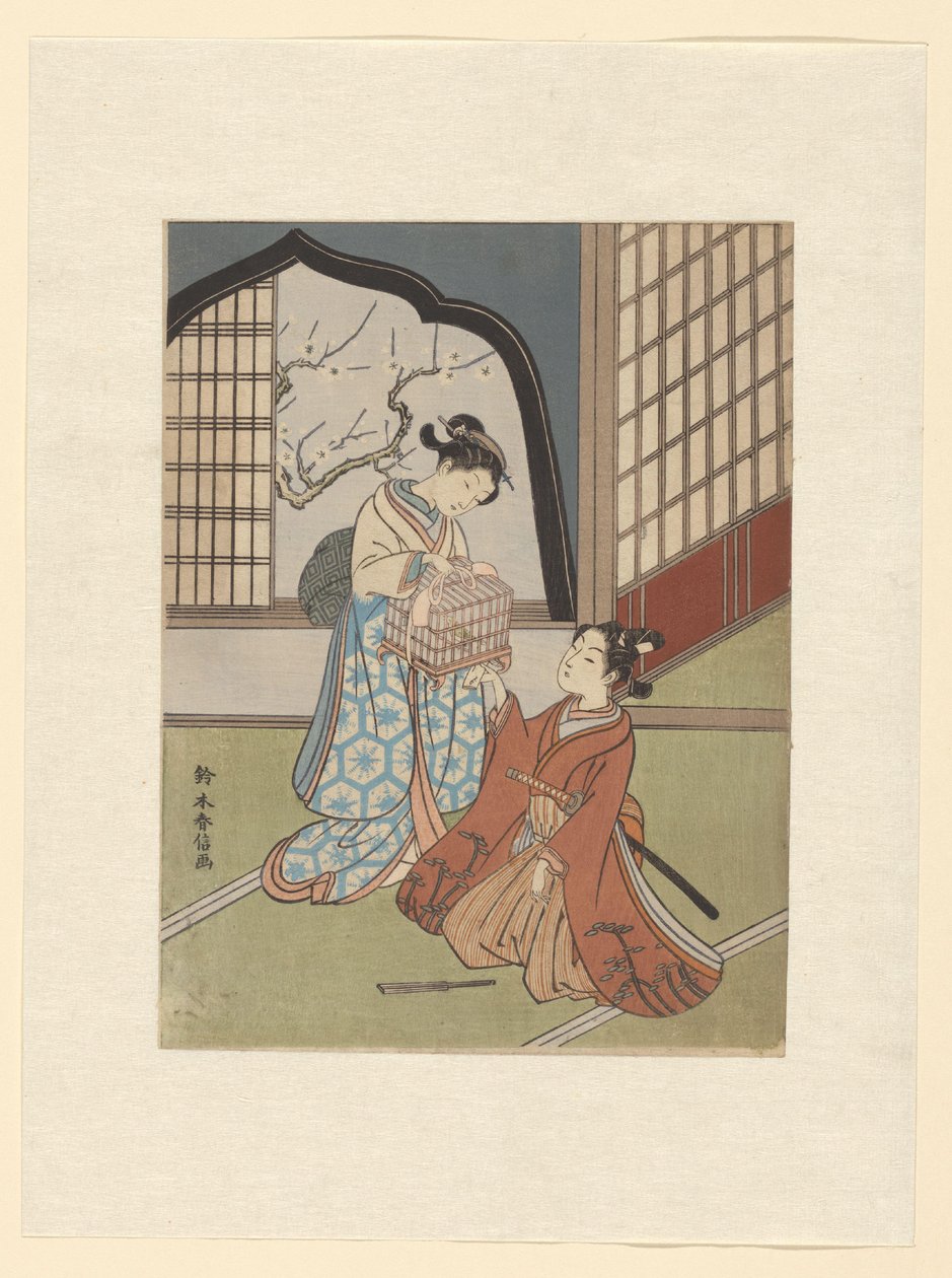 A Couple with Birdcage by Suzuki Harunobu