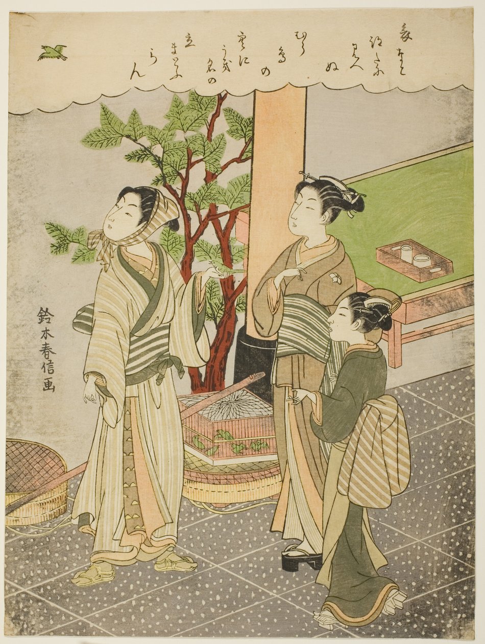 Freeing a Captured Bird by Suzuki Harunobu