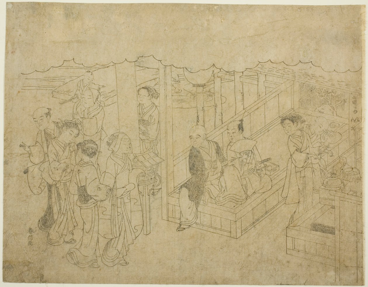 Key Block Print for The Introduction (Miai), the First Sheet from the Series 