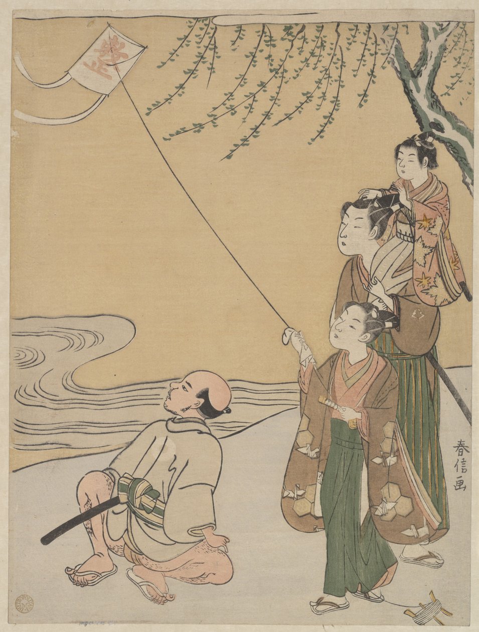 Kite Flying by Suzuki Harunobu