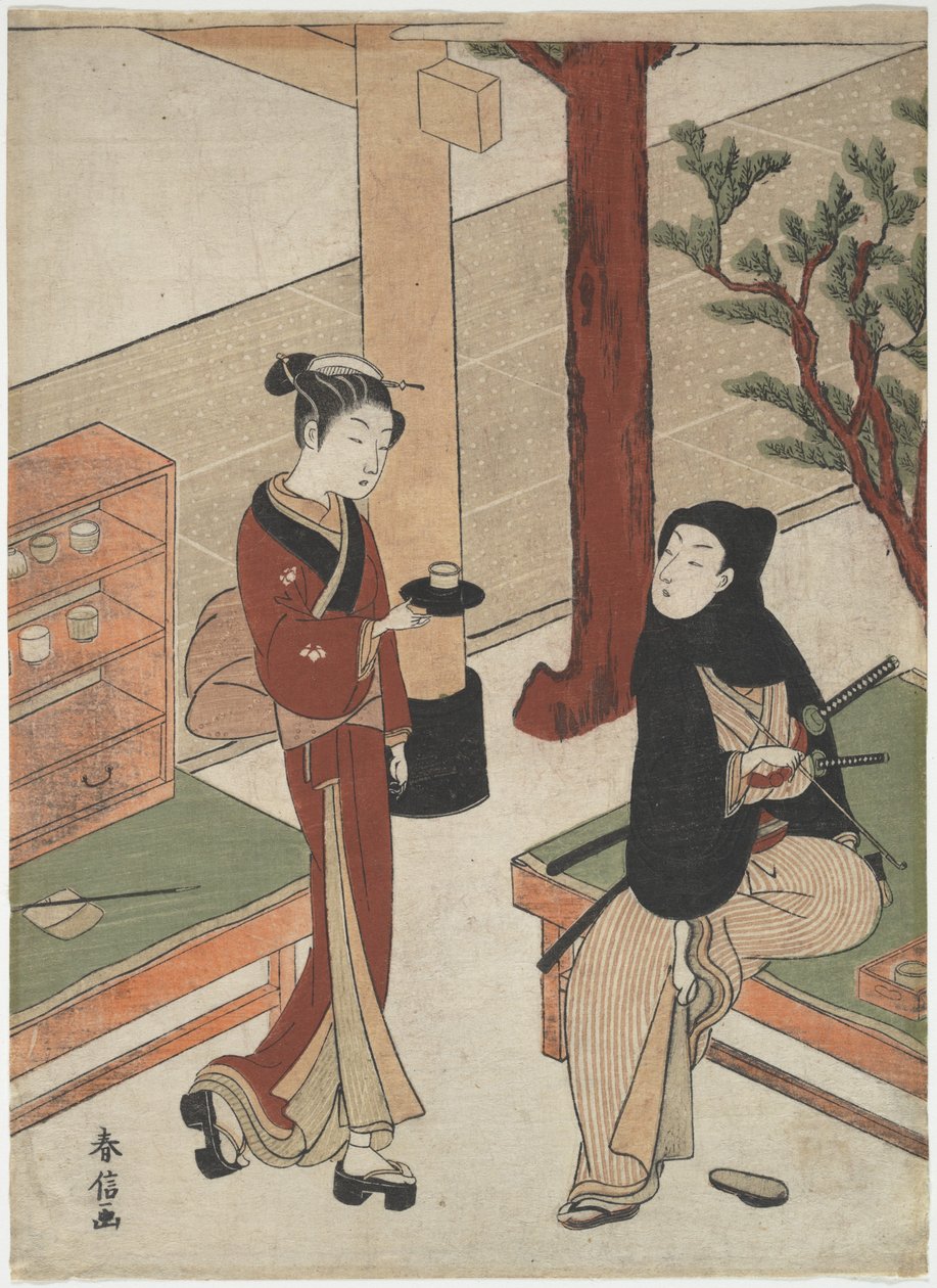 Osen Waiting on a Young Samurai by Suzuki Harunobu