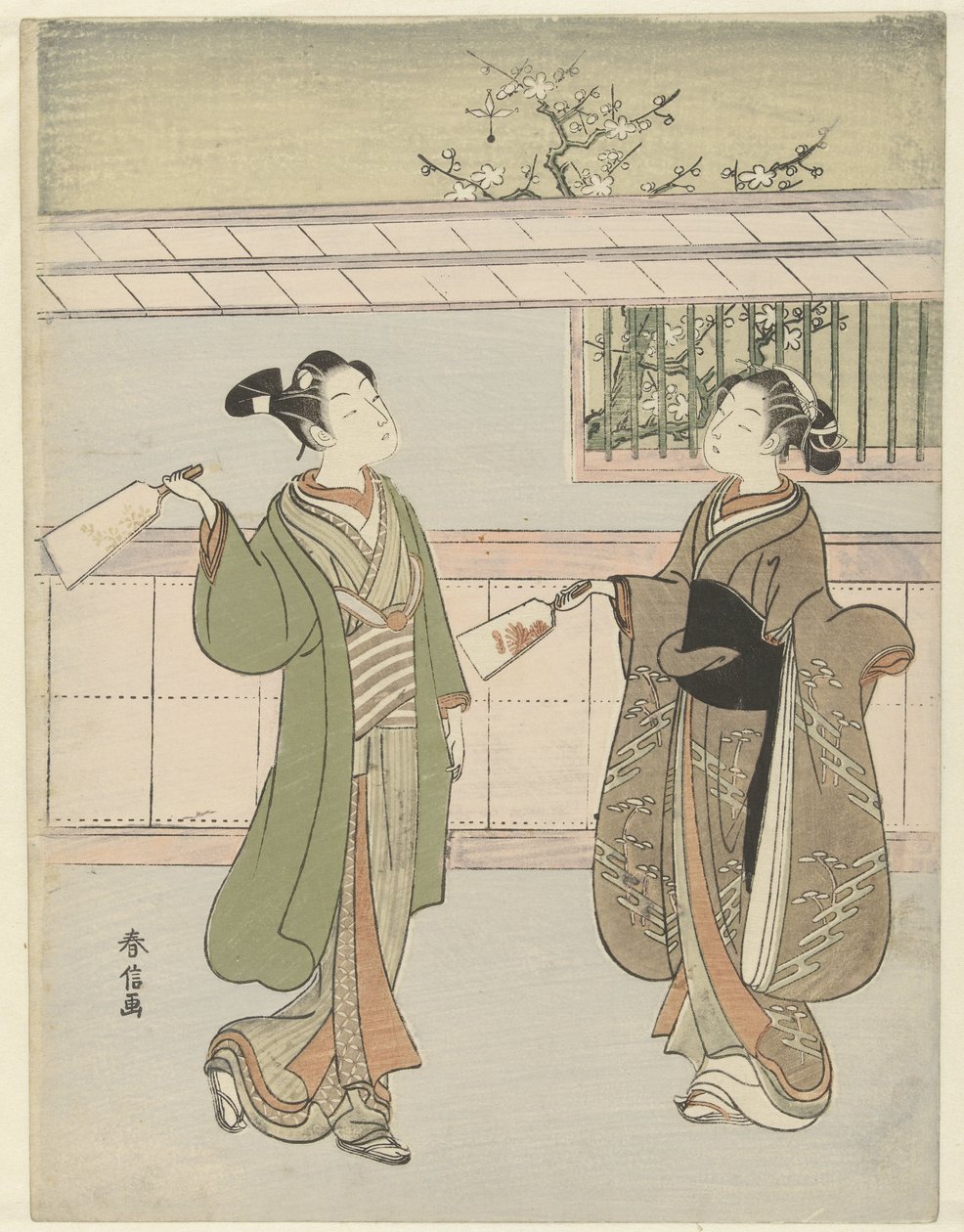 Playing Shuttlecock by Suzuki Harunobu