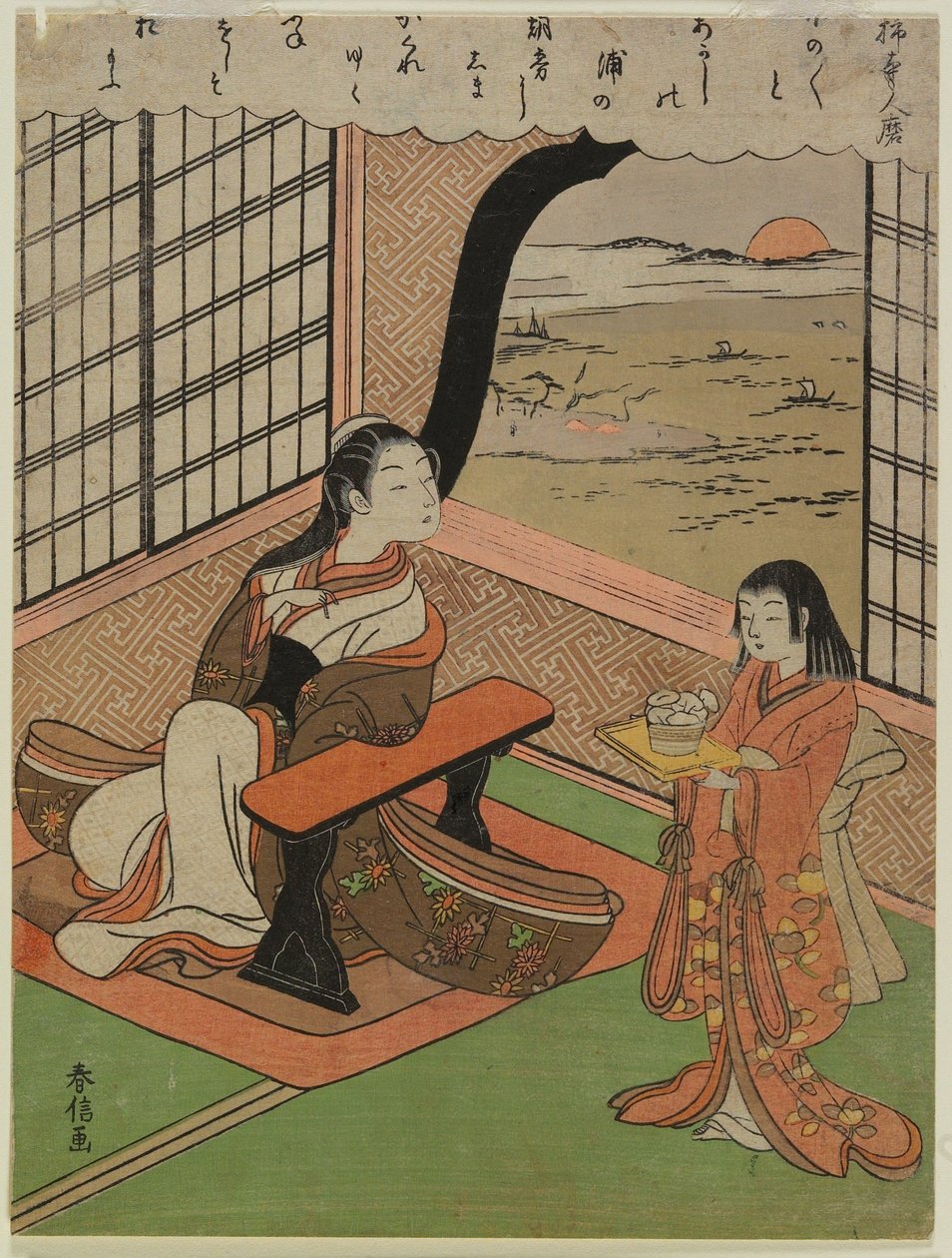 Poem by Kakinomoto Hitomaro by Suzuki Harunobu