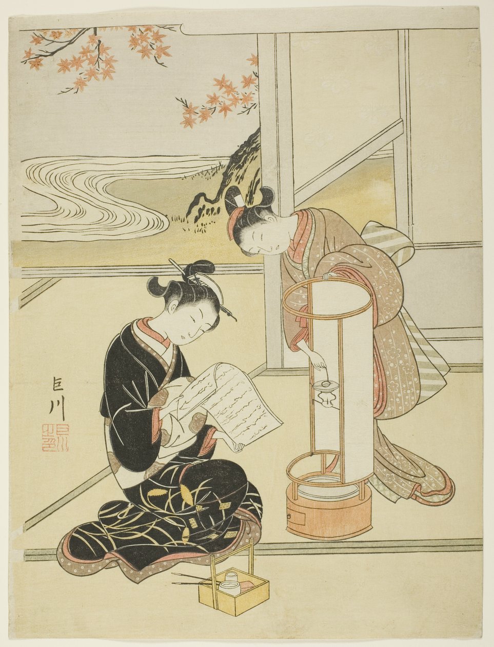 The Evening Glow of a Lamp, from the series "Eight Views of the Parlor" by Suzuki Harunobu