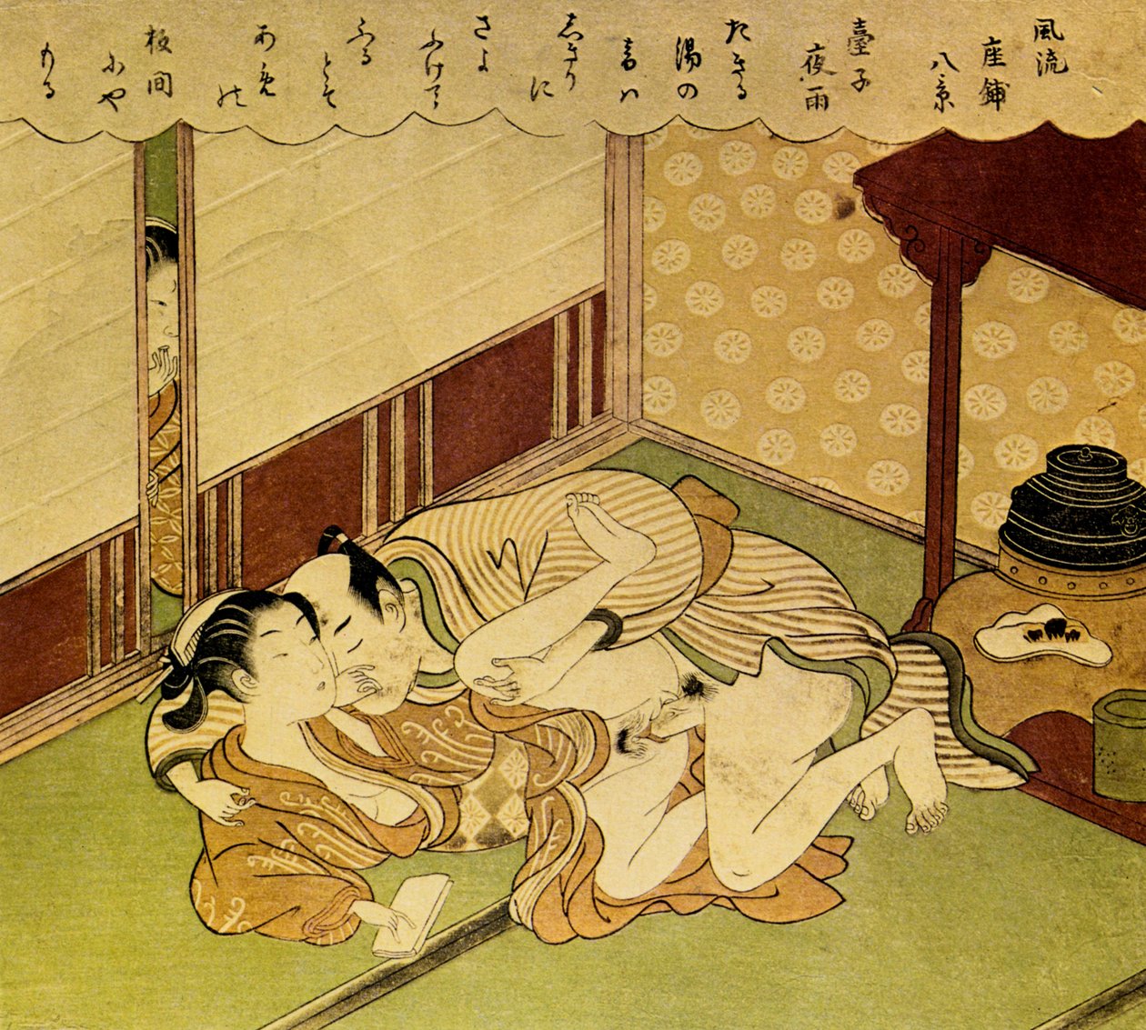 Two Lovers Shunga - Erotic Woodblock Print by Suzuki Harunobu