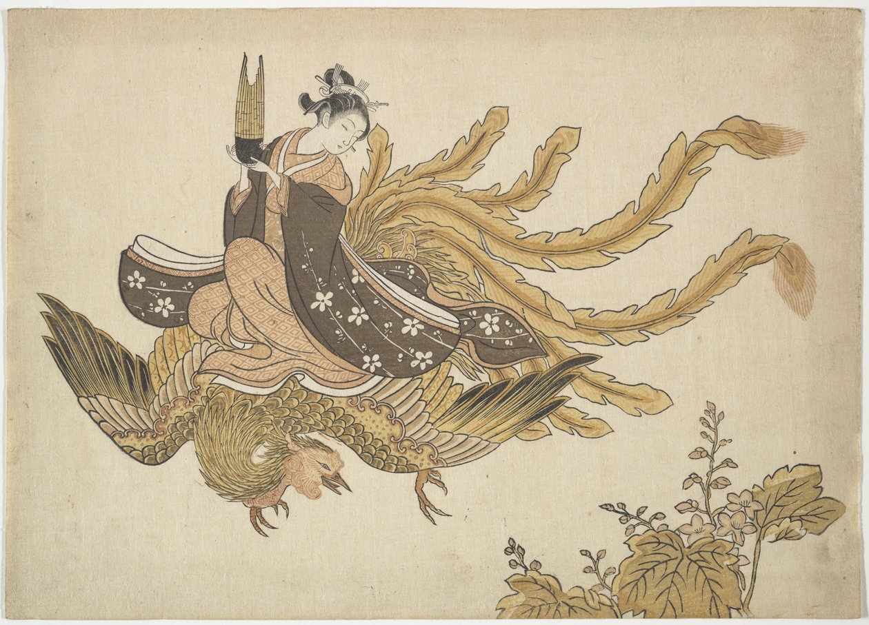 Young Woman Riding a Phoenix by Suzuki Harunobu
