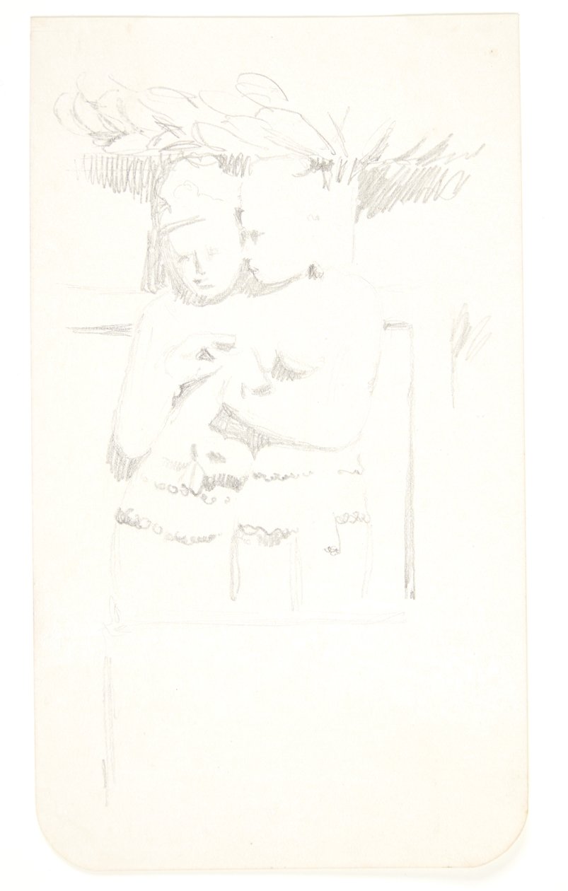 Group with Two Figures. Study Sheet after Reliefs in Borobudur, Java by Svend Rathsack