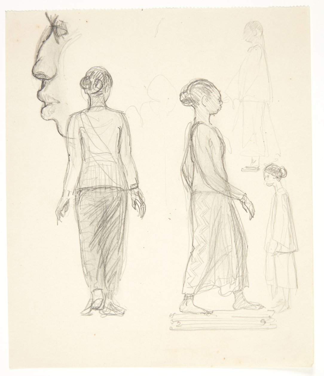 Study Sheet with Javanese Women, Profile Head on the Left by Svend Rathsack
