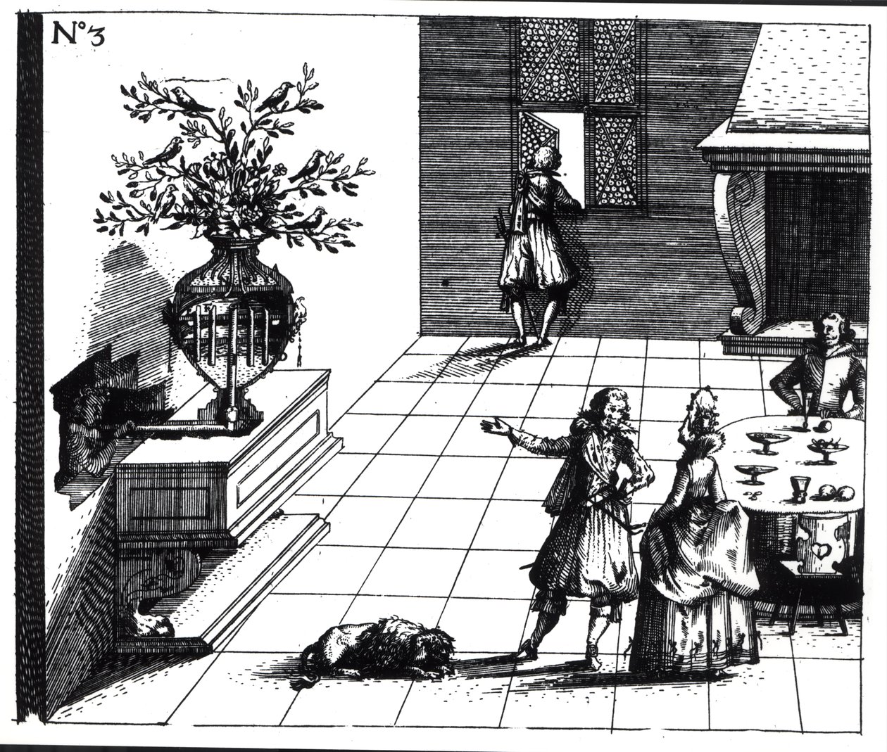 Bird song musical tree, published c.1670 by Swiss School