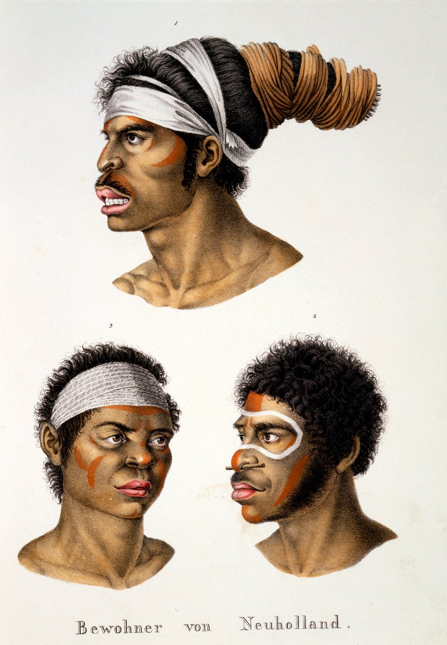 Natives of the New Holland (Australia), from Ethnological Study of Various Racial Types from Various Continents, by C.I. Brodtmann, 1824 by Swiss School