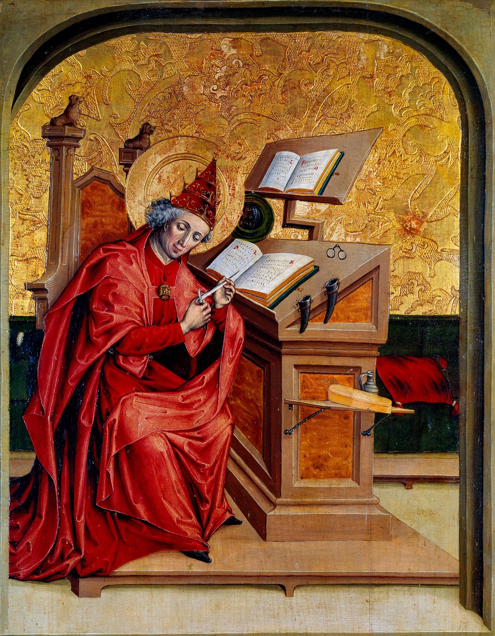 Portrait of Saint Gregoire the Great (540-604) Pope from 590 to 604. Painting of the Swiss School of the 15th century. Dijon, Museum of Fine Arts by Swiss School