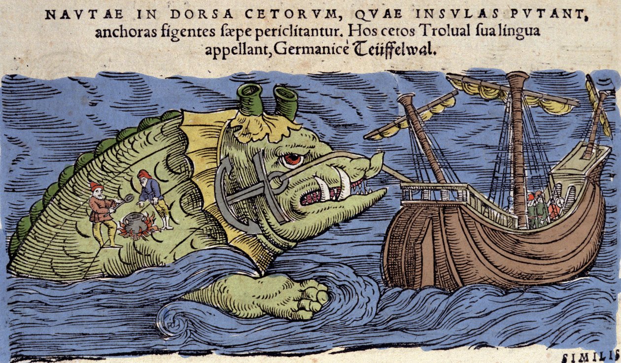 Sea Monster and Ship, illustration from 