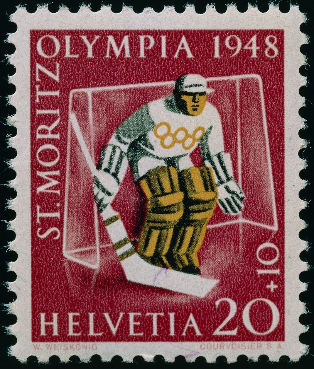 Stamp Commemorating the 1948 Winter Olympics by Swiss School