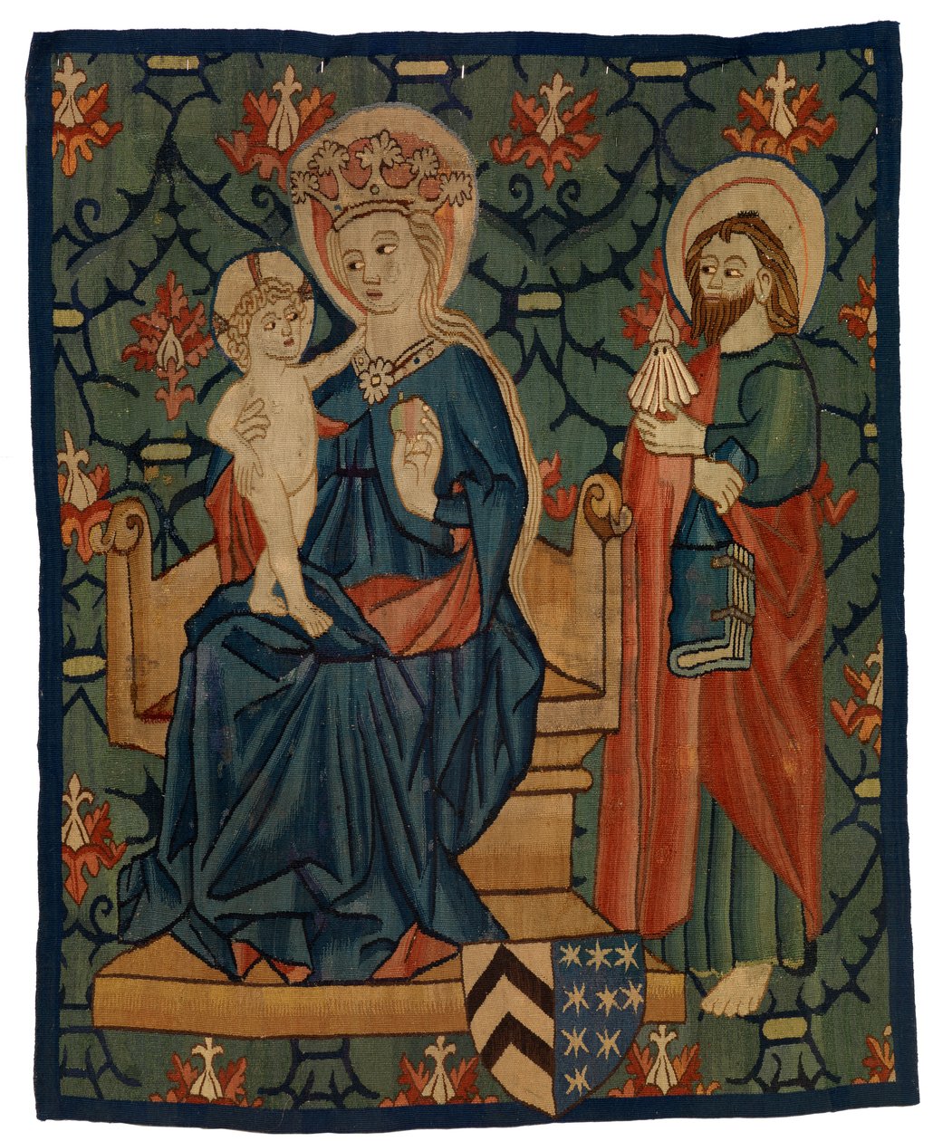 Tapestry Fragment Depicting the Virgin and Child with St James by Swiss School