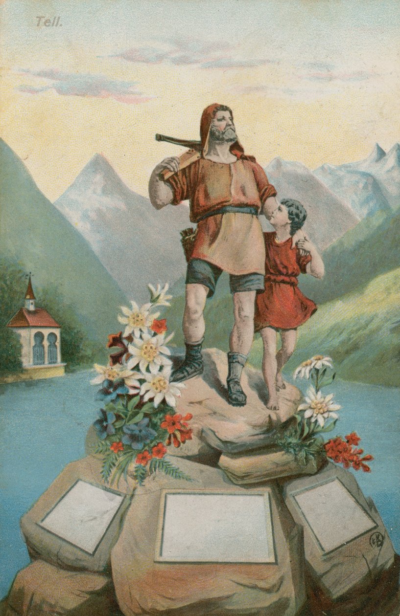 William Tell and his son by Swiss School
