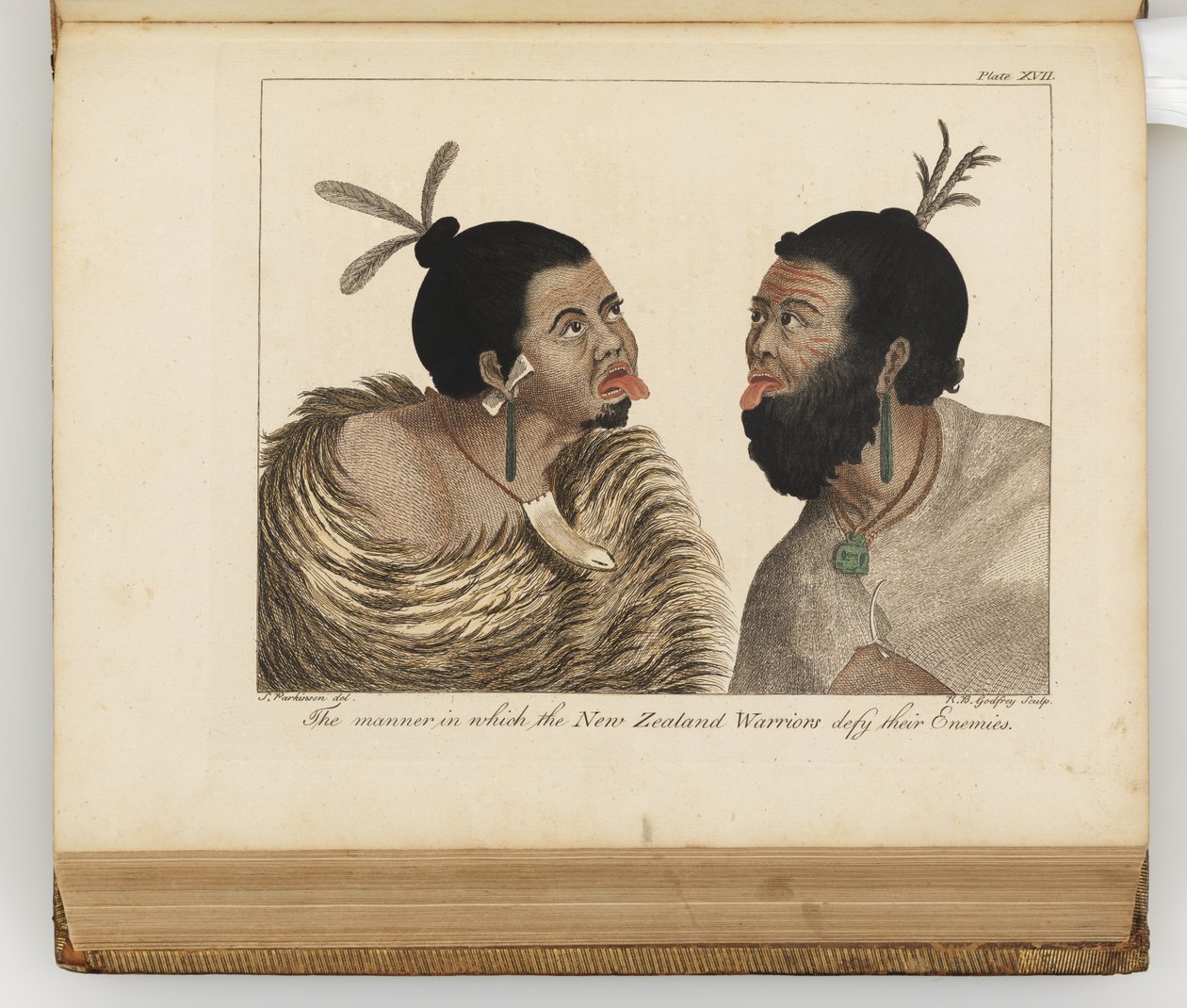 The Manner in Which the New Zealand Warriors Defy Their Enemies, Illustration from A Journal of a Voyage to the South Seas: In His Majesty