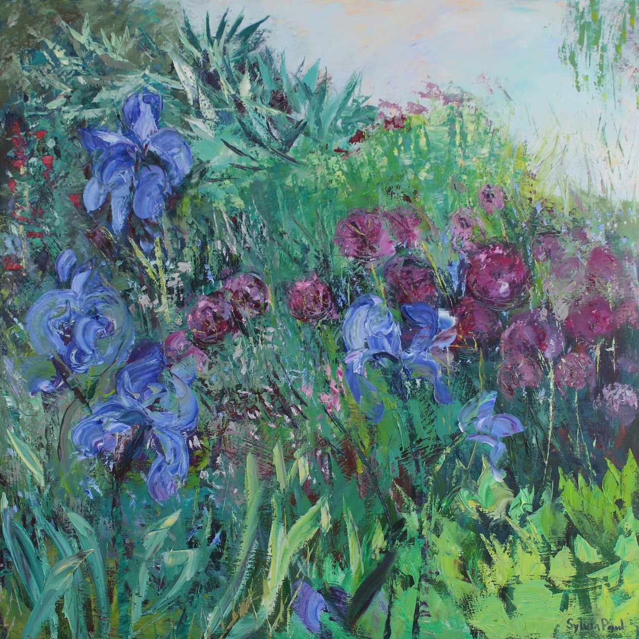 Iris with Allium by Sylvia Paul