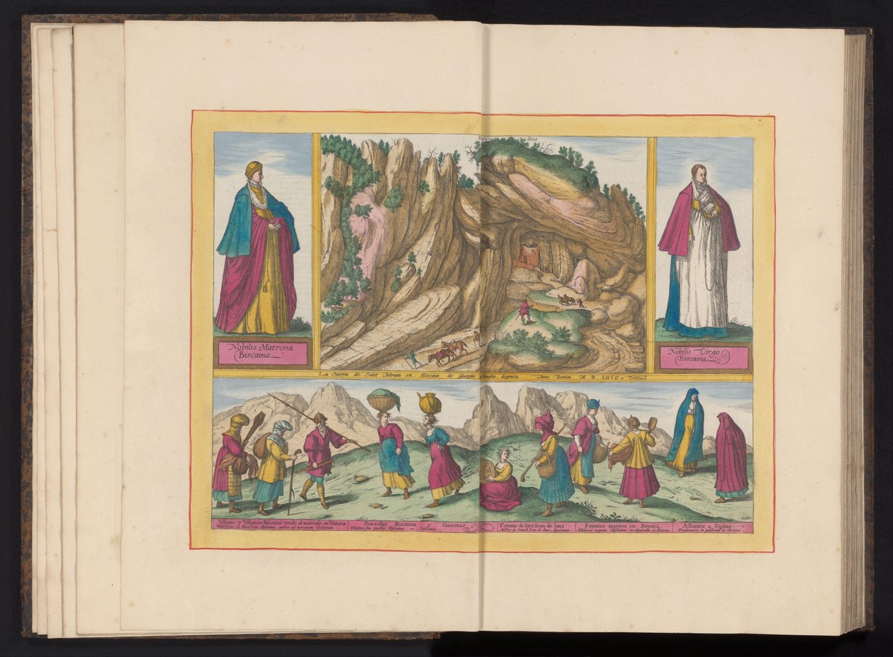 Landscape in the Sierra de Sant Adrian in Biscay and Various Inhabitants from Biscay La Sierra de Sant Adrian en Biscaia (...) (title on object) by Symon Novelanus (possibly)