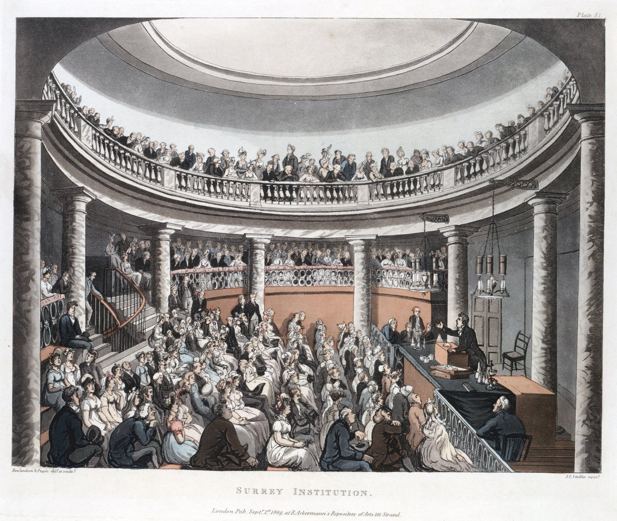 Surrey Institution, Blackfriars, from Ackermanns Microcosm of London, 1808 by T. and Pugin Rowlandson