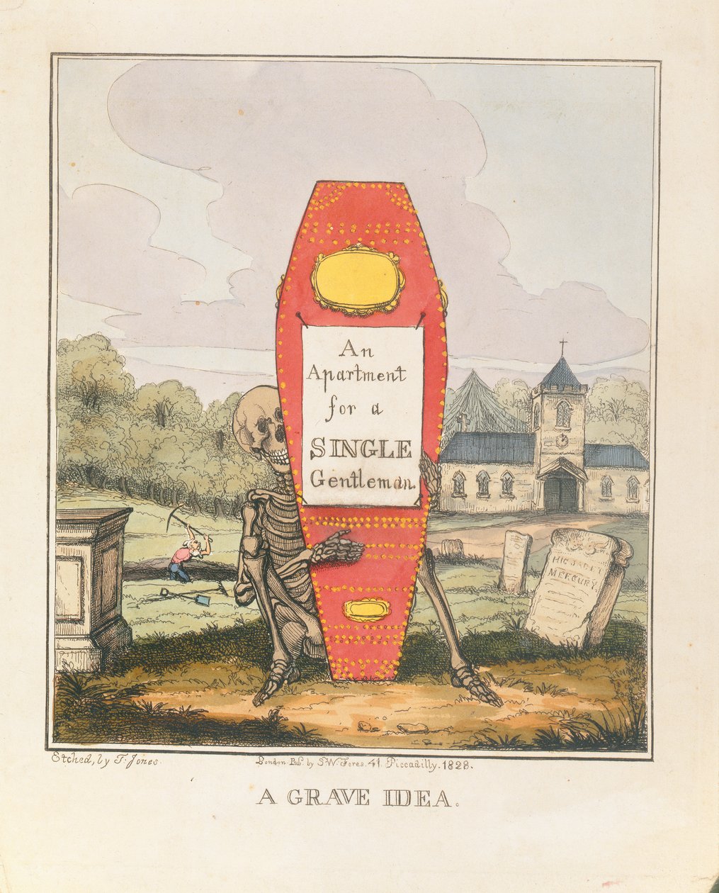 A Grave Idea: An Apartment for a Single Gentleman, pub. 1828 by T. Hampson Jones