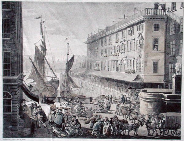 Billingsgate Market, engraved by J. Bluck by T. and Pugin A.C. (after) Rowlandson