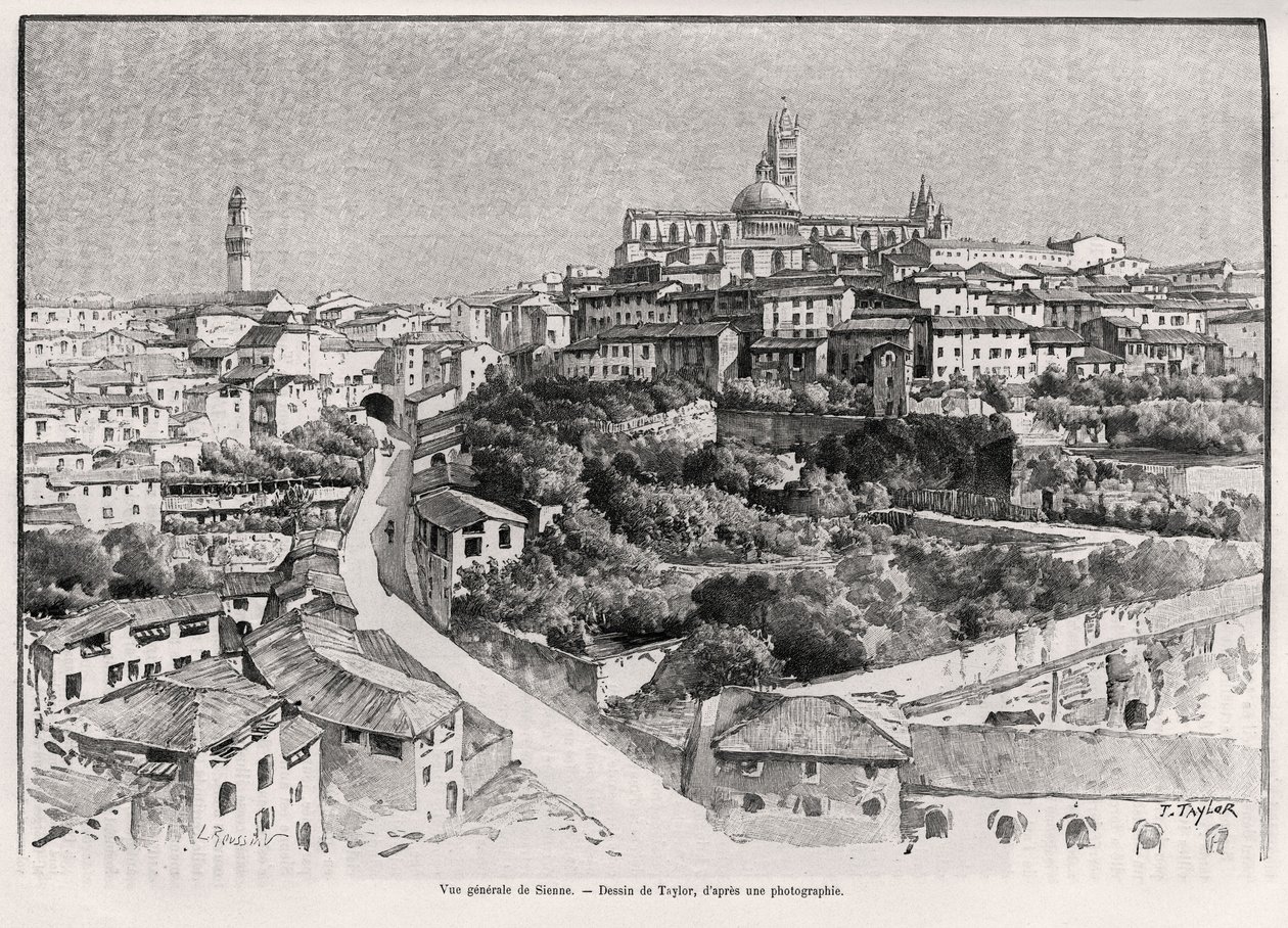 General view of Siena (Italy) (engraving by Taylor to illustrate the story 