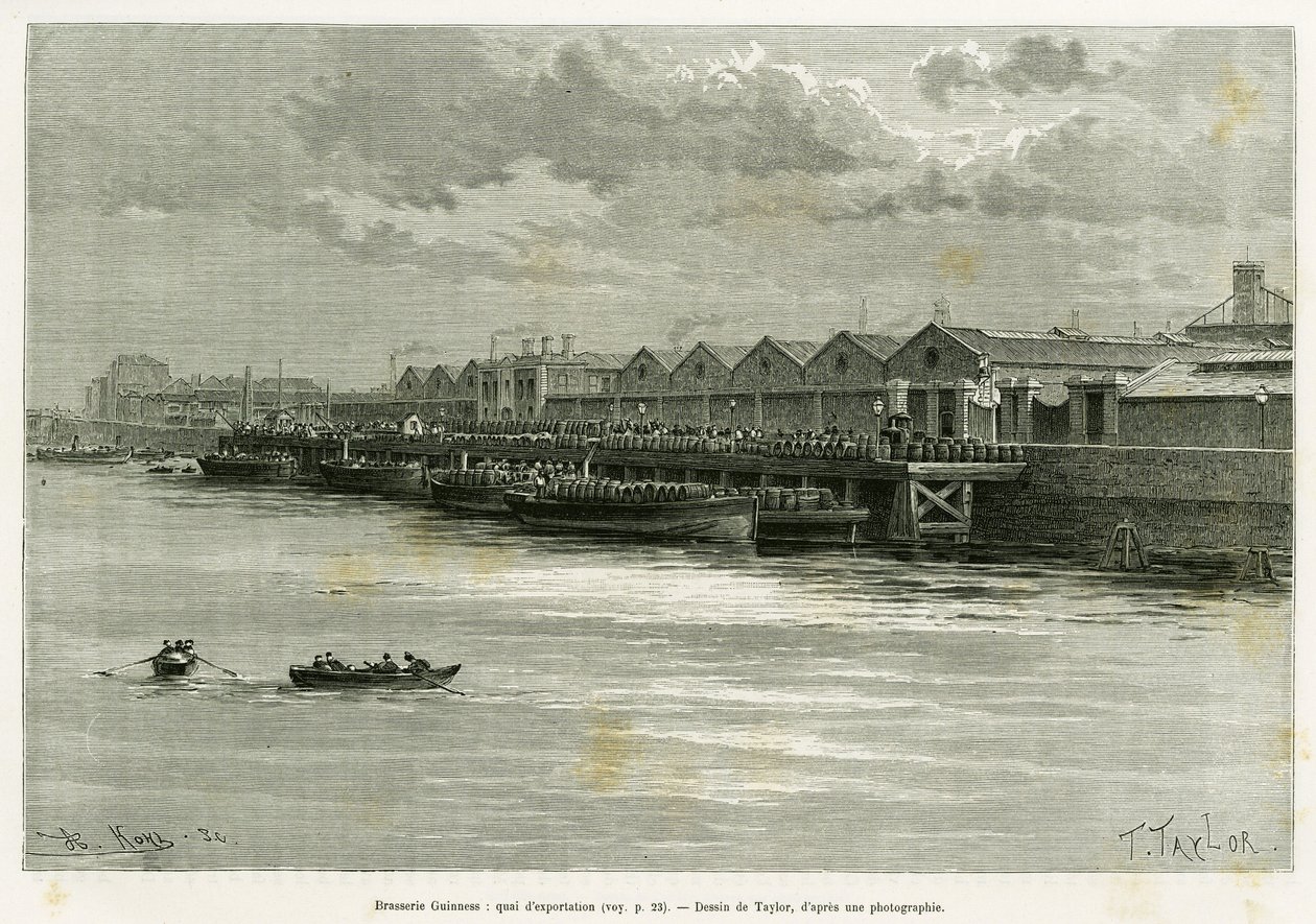 Guinness Brewery, export dock. Engraving by Taylor, to illustrate the story 