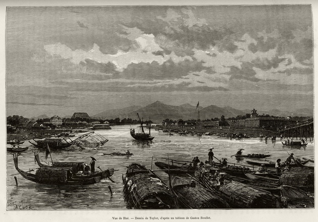 View of Hue (Vietnam), with description of navigation on the Song Huong River and Thien Mu Pagoda by T Taylor