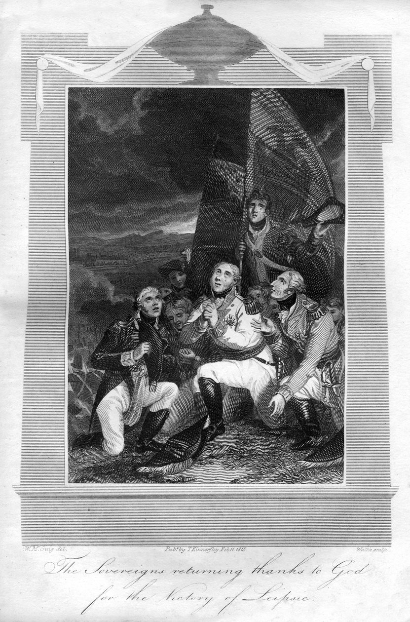 The sovereigns returning thanks to God for the victory of Leipzig by T. Wallis