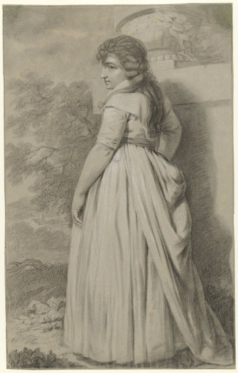 Young Woman Seen from the Back, Standing in a Garden by Taco Scheltema (I)