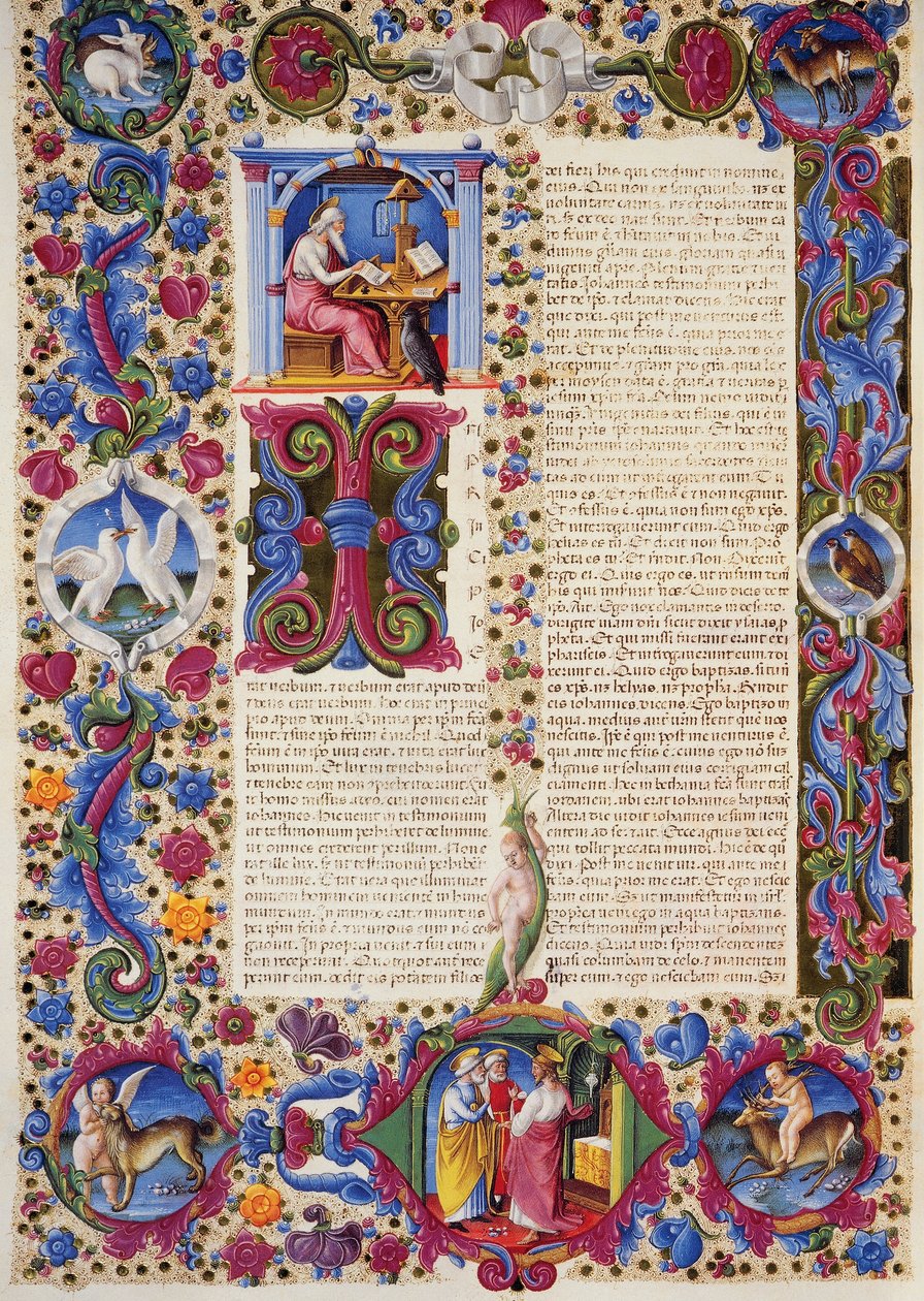Incipit from Gospel According to John, from Volume II of Bible of Borso d