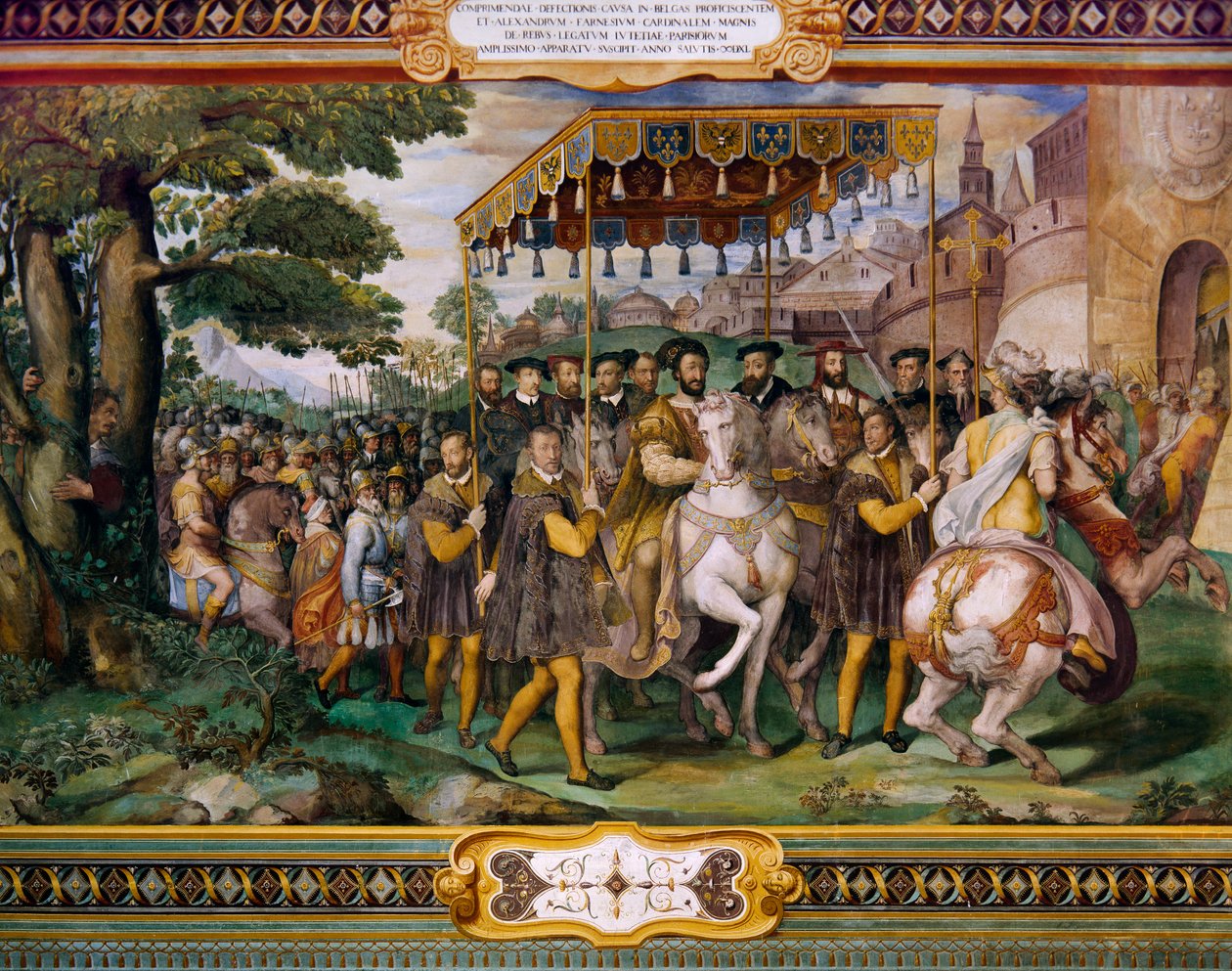 Francis I welcoming Charles V and Cardinal Alessio Farnese in Paris by Taddeo Zuccari