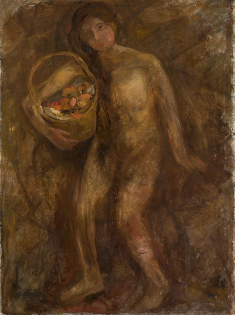 Nude Girl with a Basket of Apples by Tadeusz Makowski