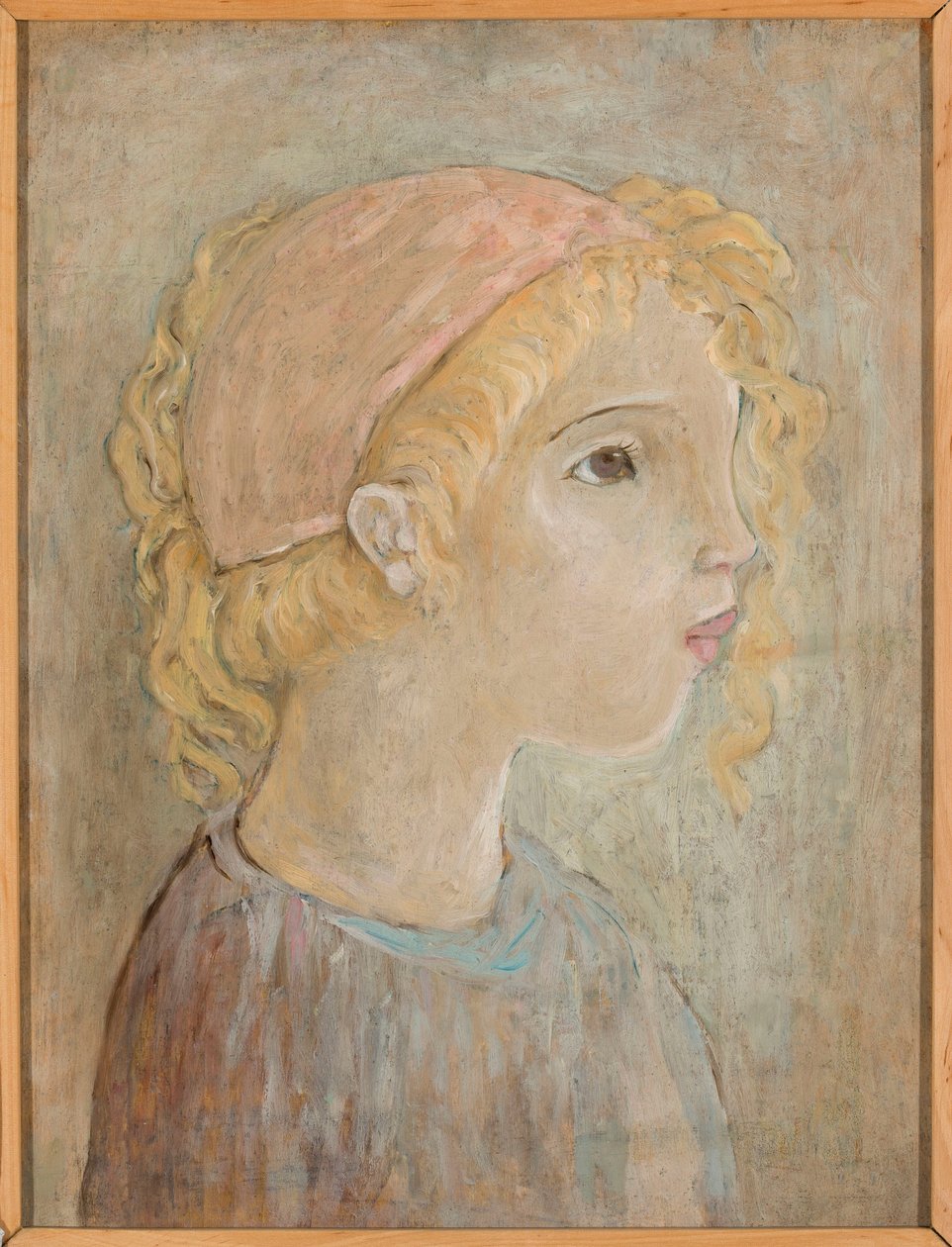 Head of a Girl in a Pink Hood by Tadeusz Makowski