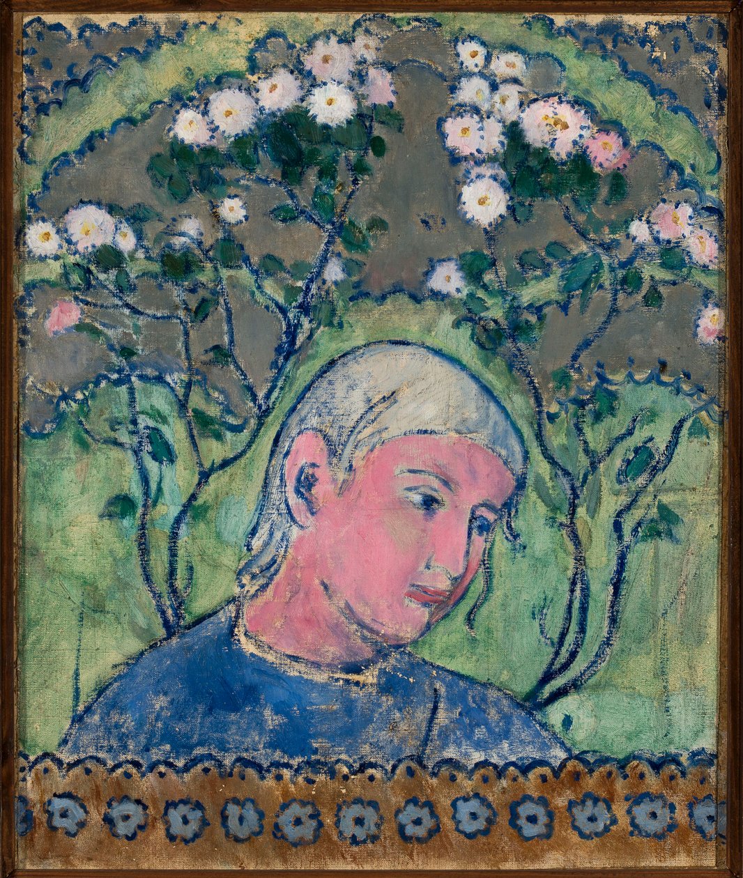Head of a Girl in Flowers by Tadeusz Makowski