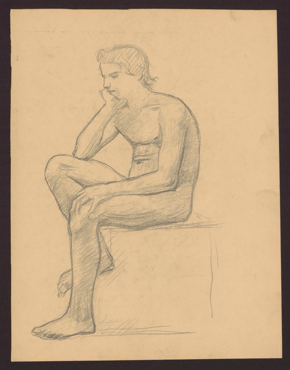 Young Boy Sitting in Profile to the Left by Tadeusz Makowski
