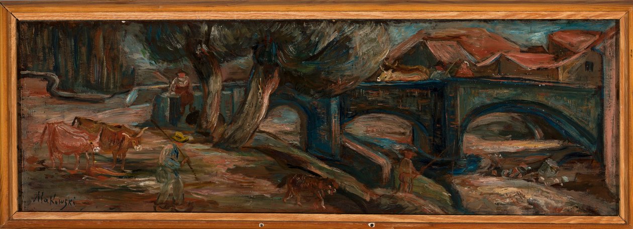 Landscape with Bridge and Cows (Espaly) by Tadeusz Makowski