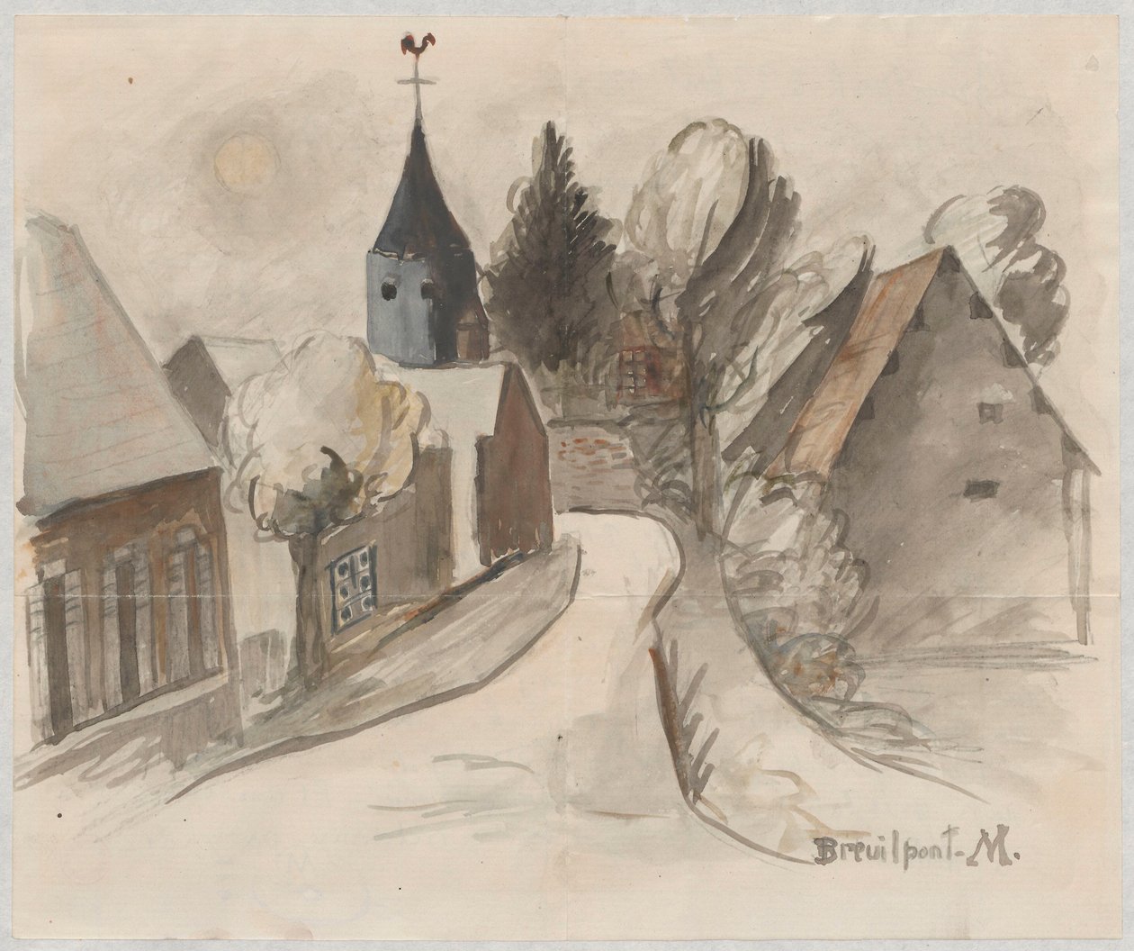 View of a Village with a Tower by Tadeusz Makowski