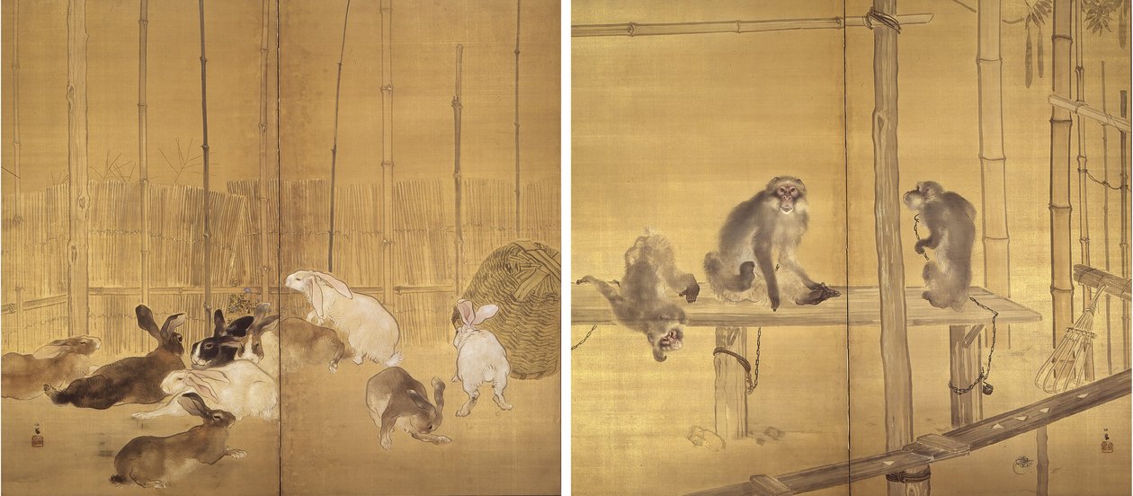Monkeys and Rabbits by Takeuchi Seiho