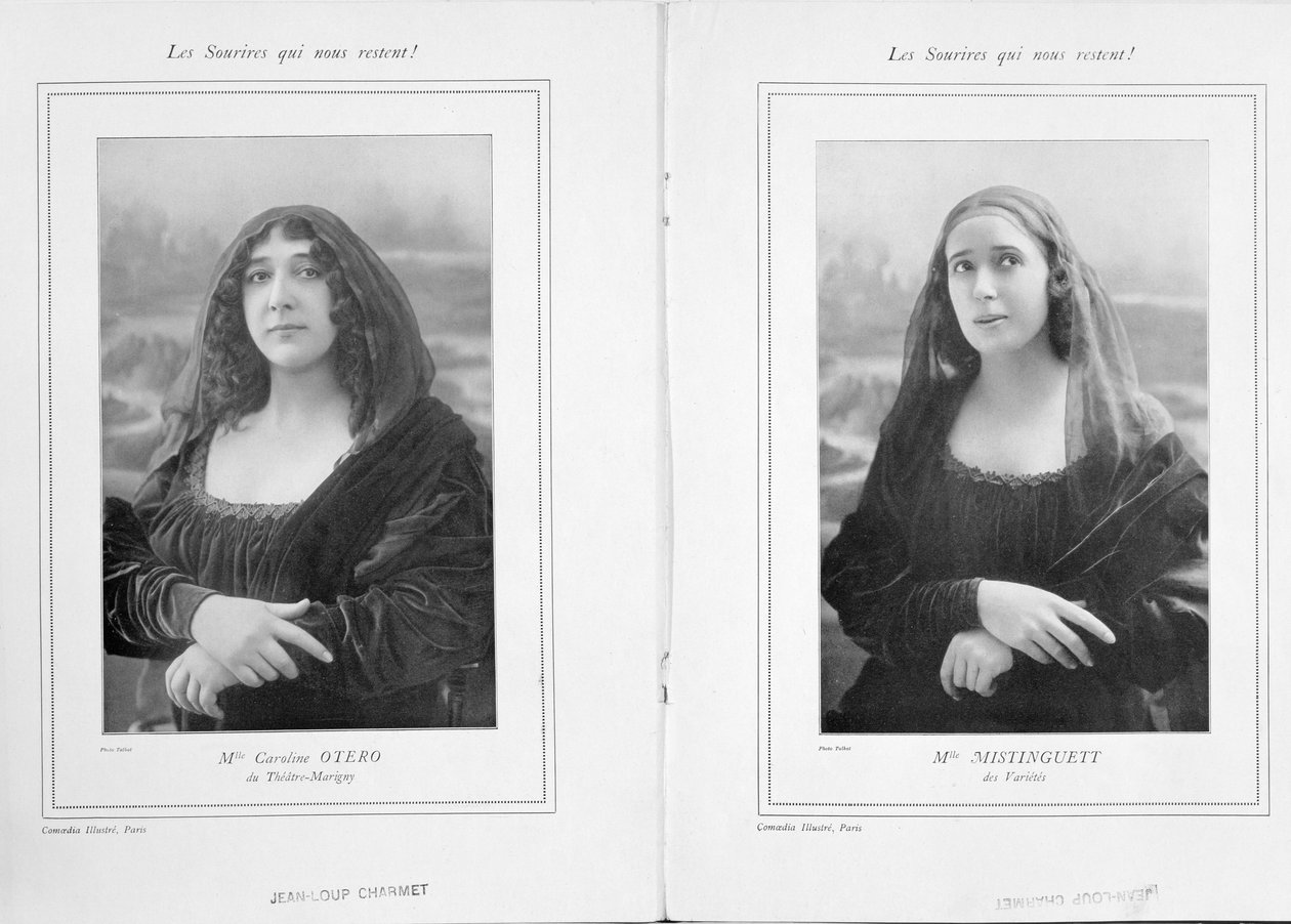 La Belle Otero and Mistinguett as the Mona Lisa, from an Article Les Sourires qui Nous Restent in Comoedia Illustre by Talbot