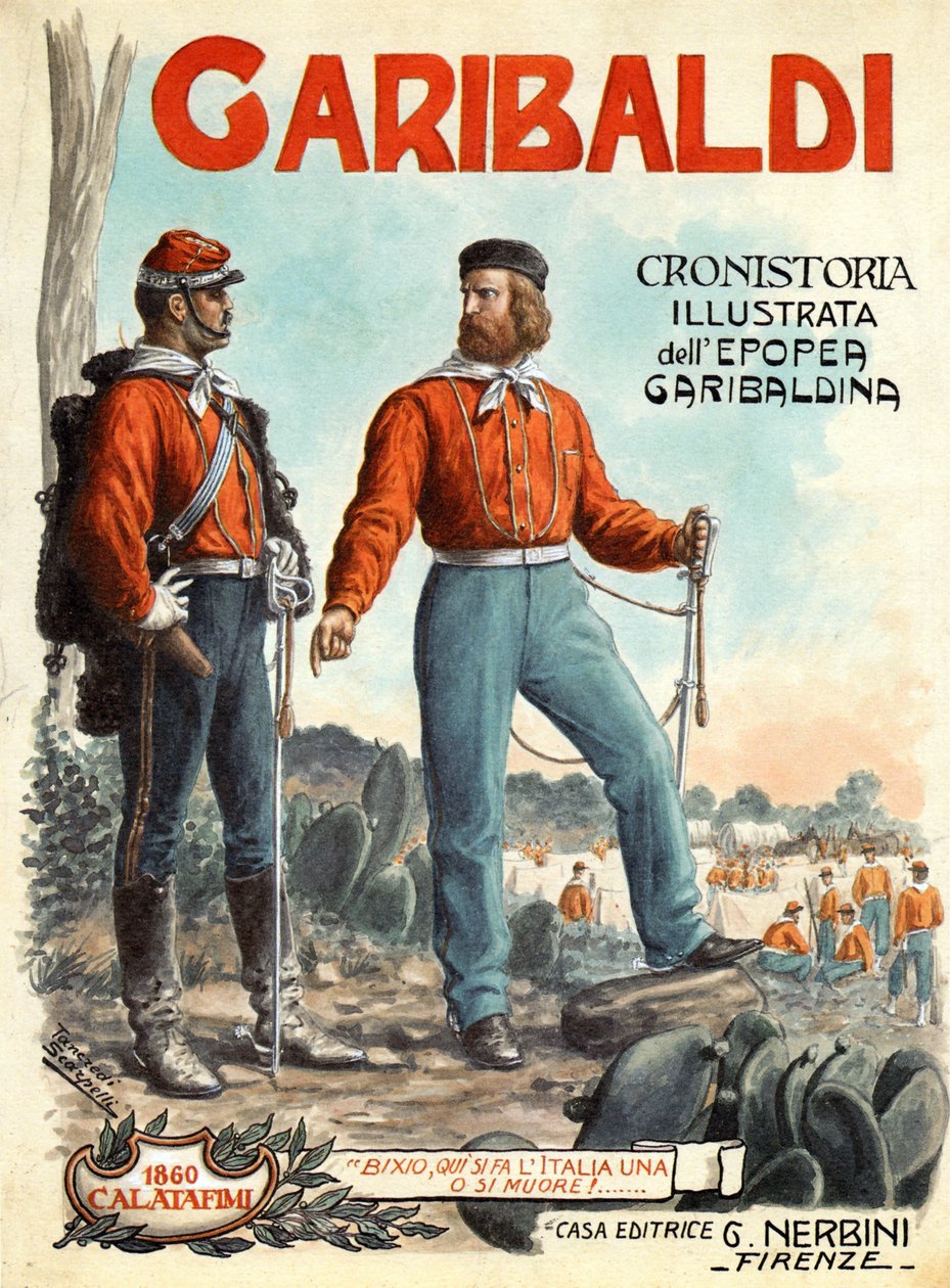 Portrait of Giuseppe Garibaldi, Hero of the Italian Unity (Risorgimento). Cover of 