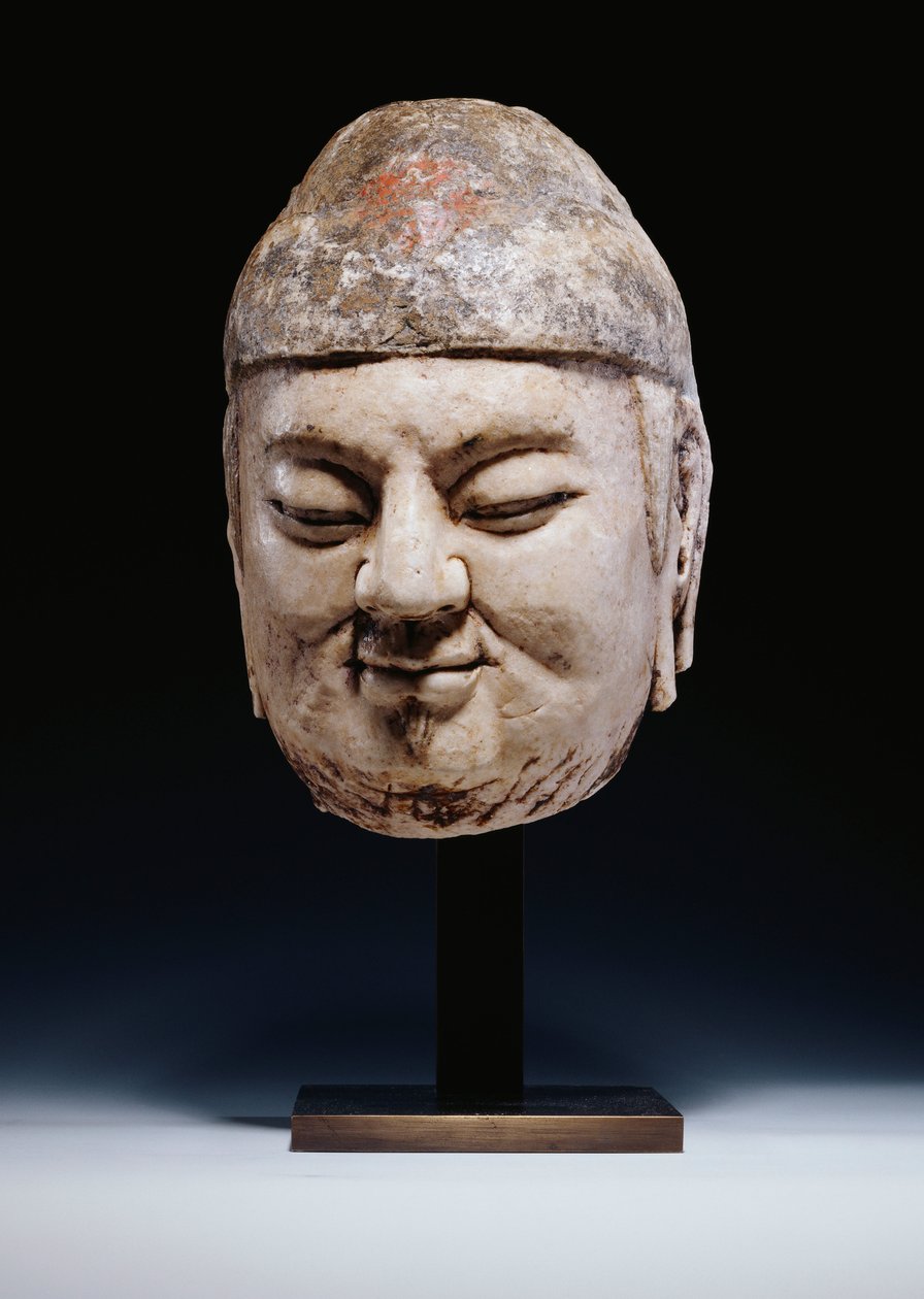 A marble head of an official, Tang Dynasty or slightly earlier, c.618-907 by Tang Dynasty Chinese School