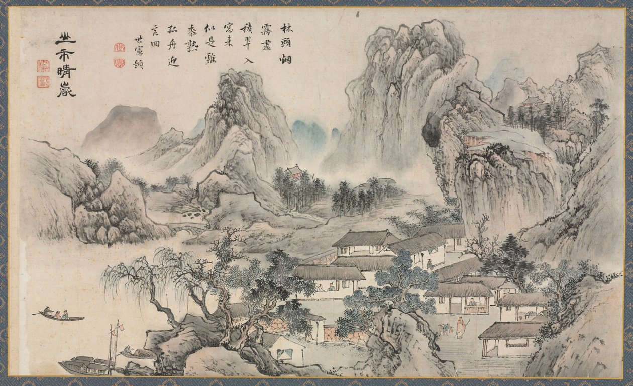 One of Eight Views of Xiao and Xiang Rivers by Tani Buncho