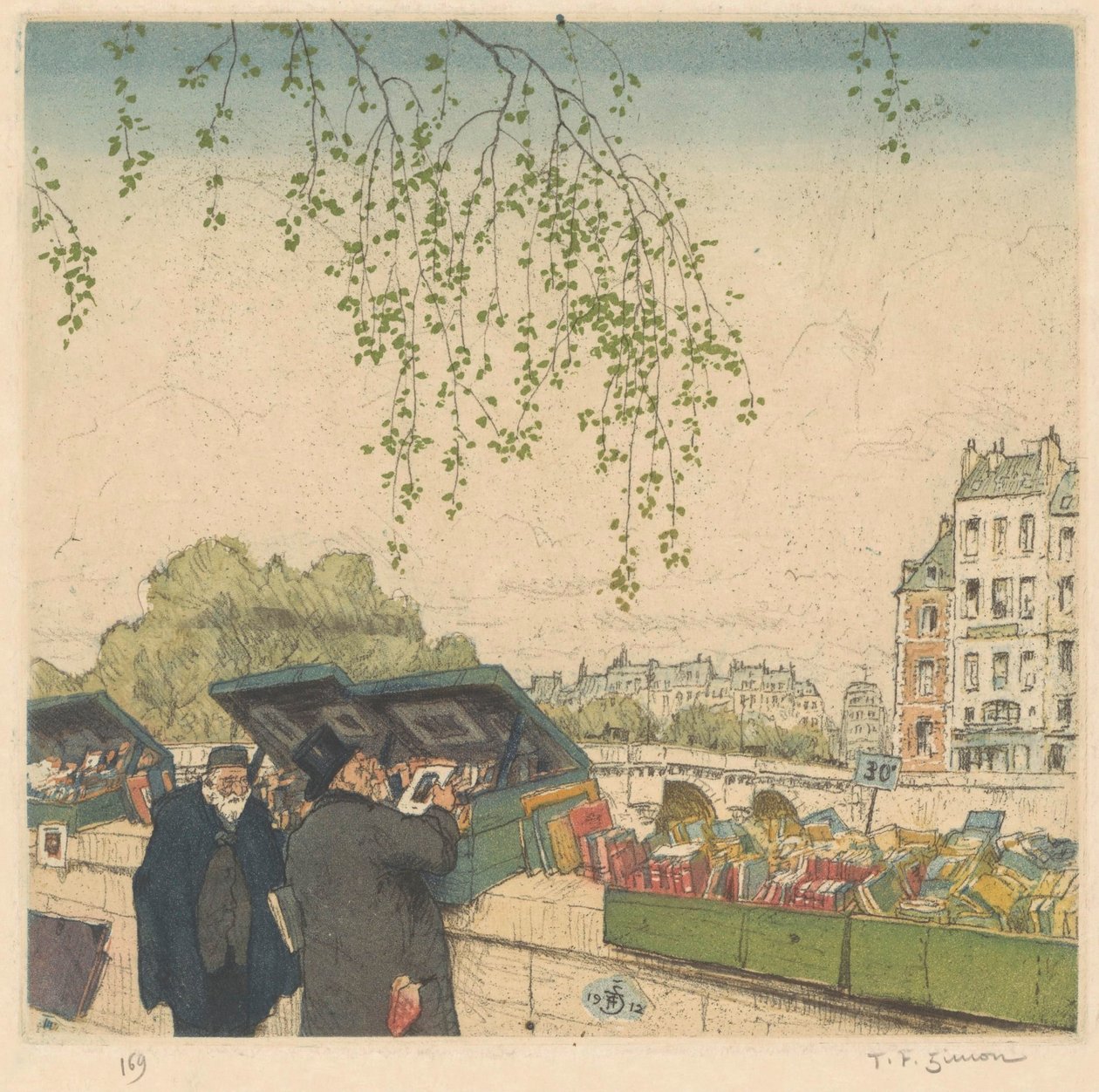 Bookseller on a Quay in Paris by Tavík František Šimon (signed by artist)